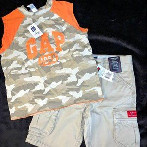 NEW 4T Tommy Hilfiger Cargo Shorts with Gap Camo Tank Top Boys 4